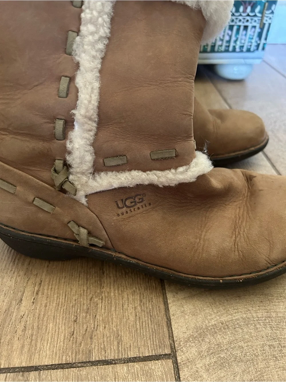 UGG Tan Shearling-Trim Winter Boots